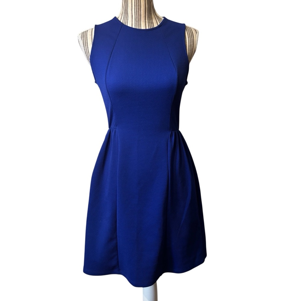 Soprano Dress Small Royal Blue Mini Sleeveless Round Neck Back Keyhole & Button